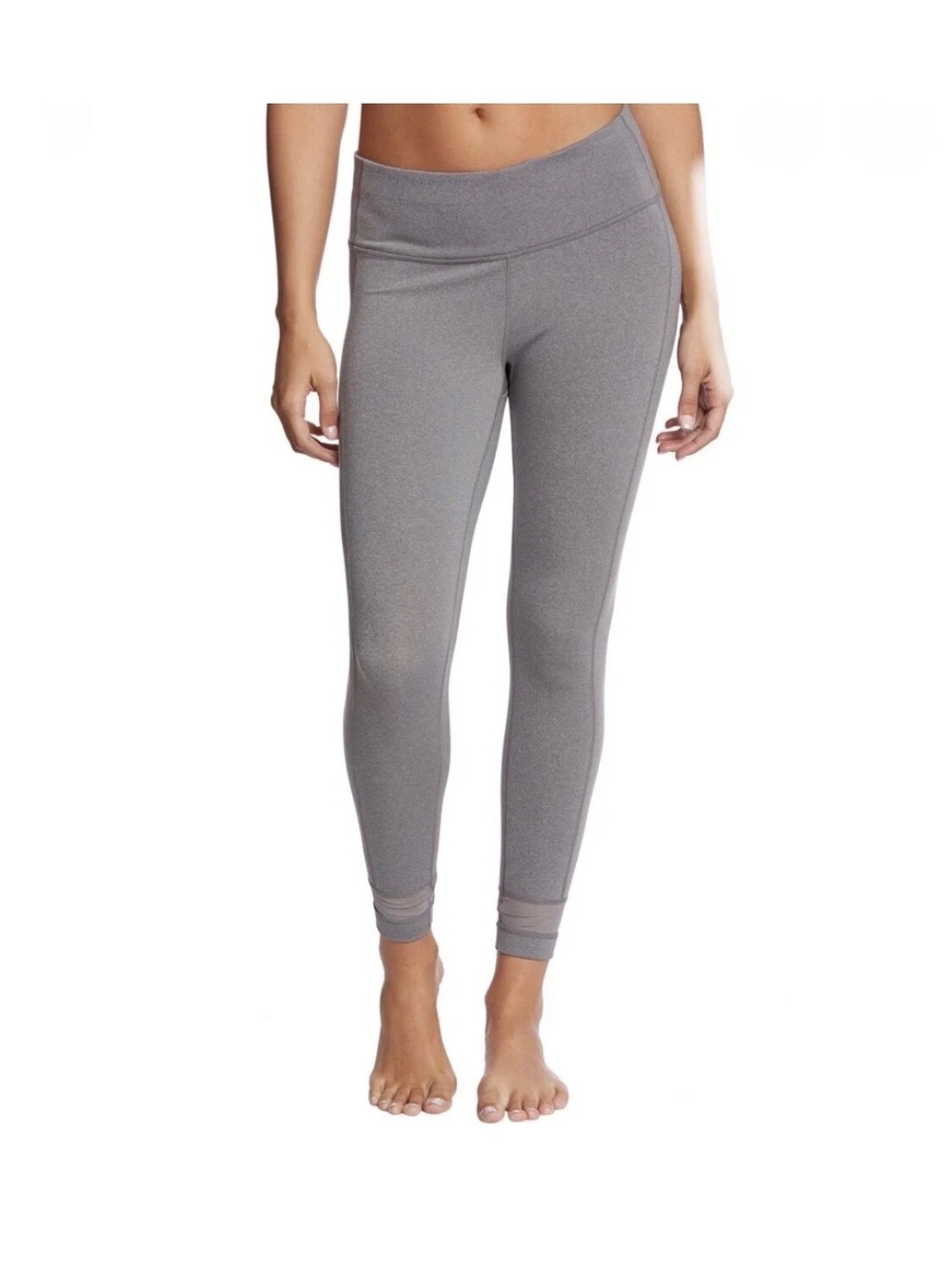 prAna Nile Yoga Athletic Leggings Mesh Cuff Fitted Chakara Women’s Heather Grey